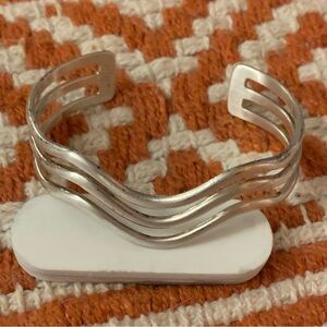 Vintage Unisex Triple Row Design Stamped 925 Cuff Bracelet 23.61 grams